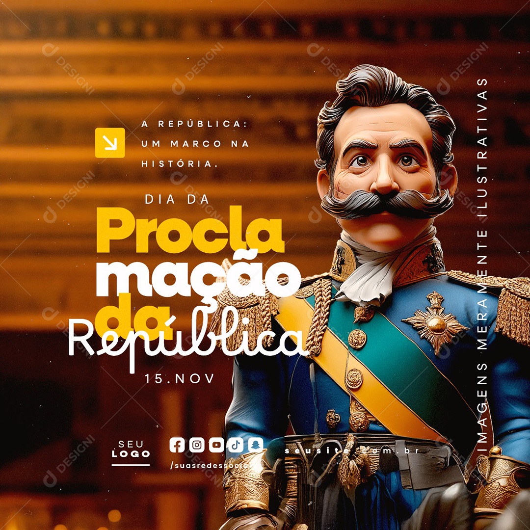 Dia da Proclamação da República 15 De Novembro Social Media PSD Editável