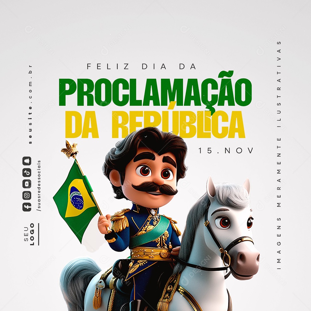 Feliz Dia da Proclamação da República 15 De Novembro Social Media PSD Editável