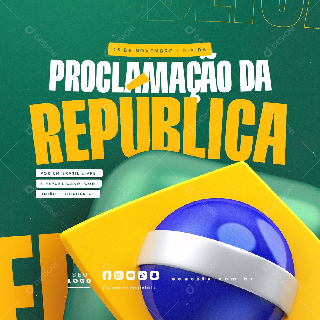 Social Media Dia da Proclamação da República 15 De Novembro PSD Editável