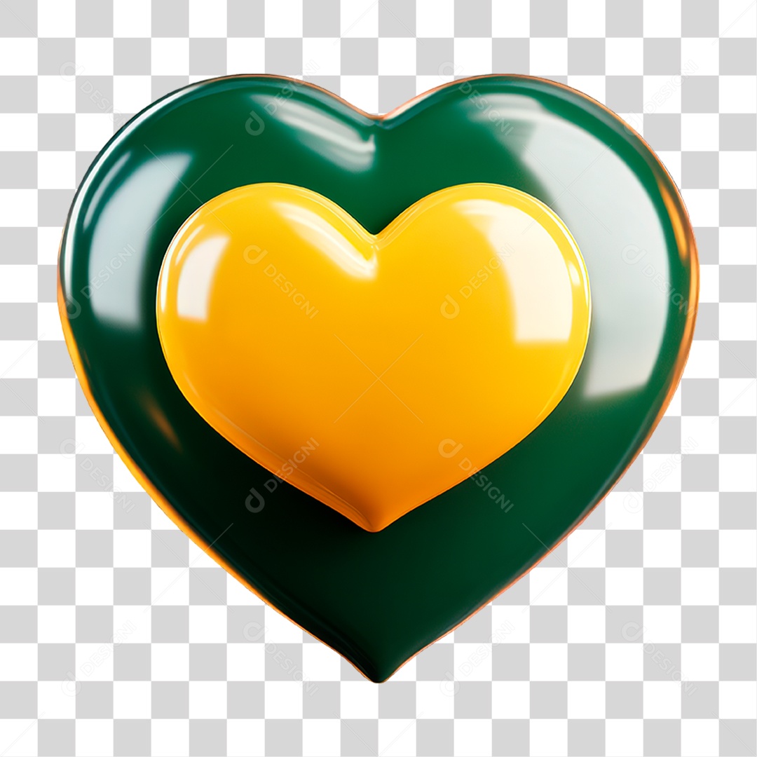 Coração Vede e Amarelo PNG Transparente