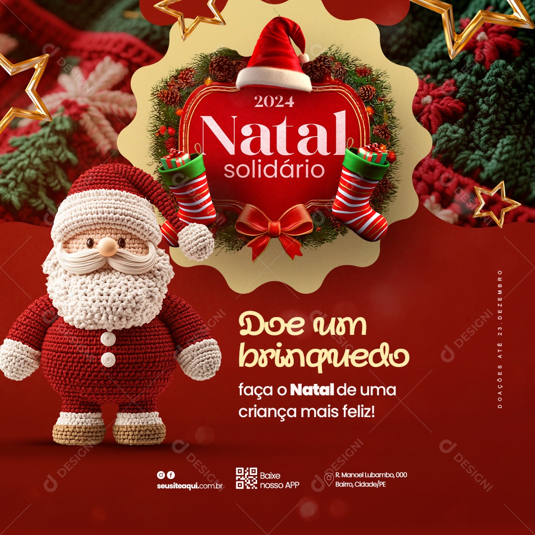 Natal Solidário Doe Um Brinquedo Social Media PSD Editável