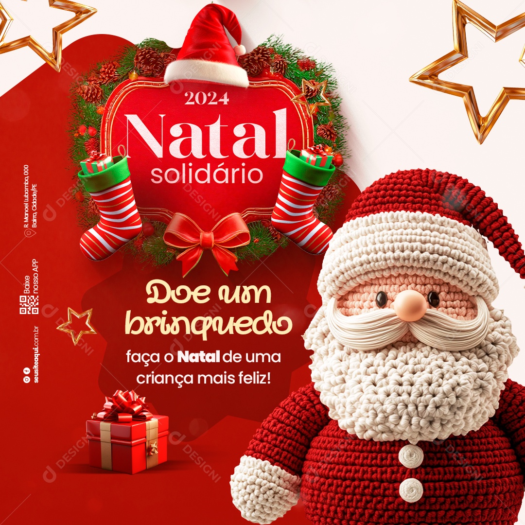 Natal Solidário Doe Um Brinquedo Social Media PSD Editável