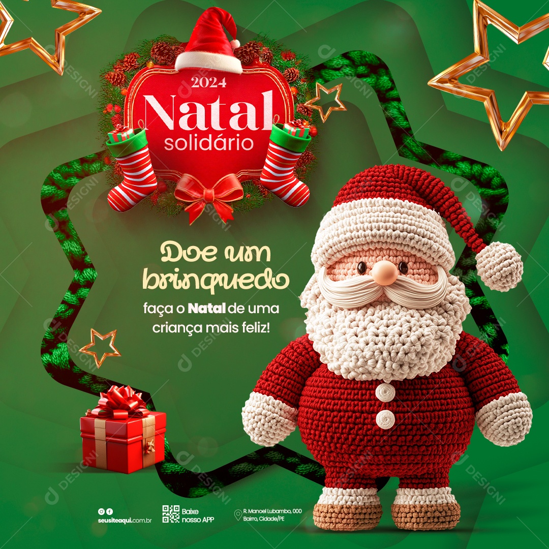 Natal Solidário Doe Um Brinquedo Social Media PSD Editável