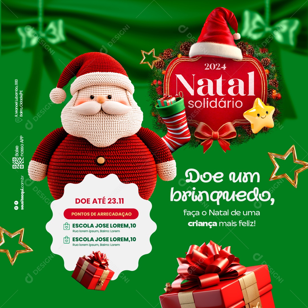 Natal Solidário Doe Um Brinquedo Social Media PSD Editável