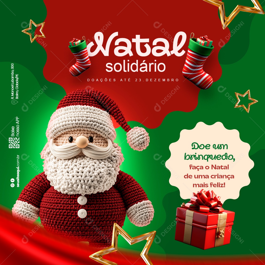 Natal Solidário Doe Um Brinquedo Social Media PSD Editável
