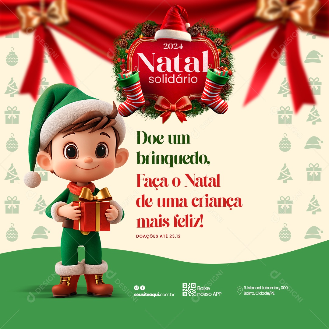 Natal Solidário Doe Um Brinquedo Social Media PSD Editável
