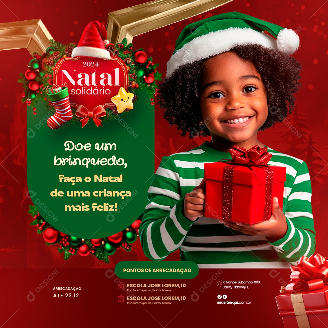 Natal Solidário Doe Um Brinquedo Social Media PSD Editável