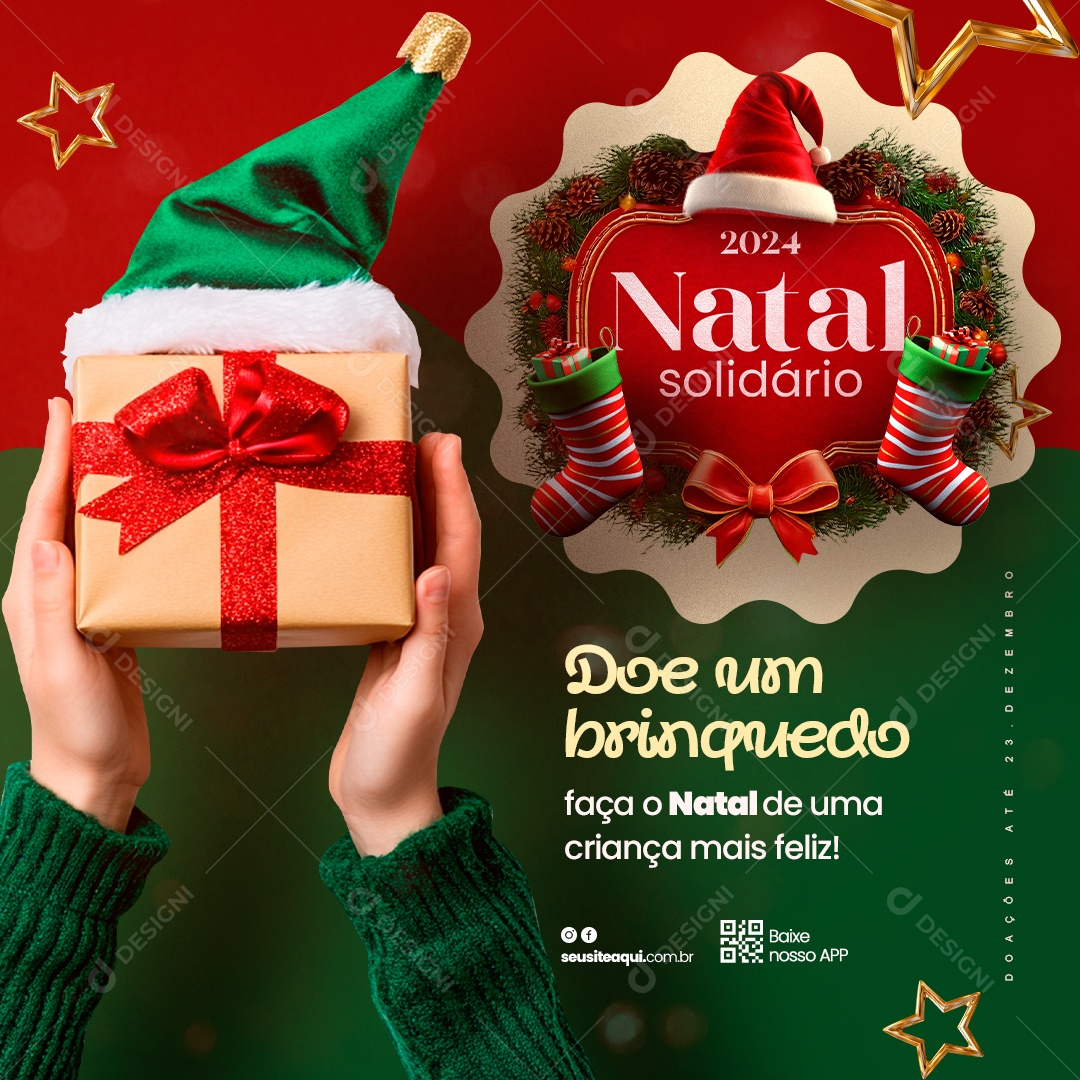 Natal Solidário Doe Um Brinquedo Social Media PSD Editável