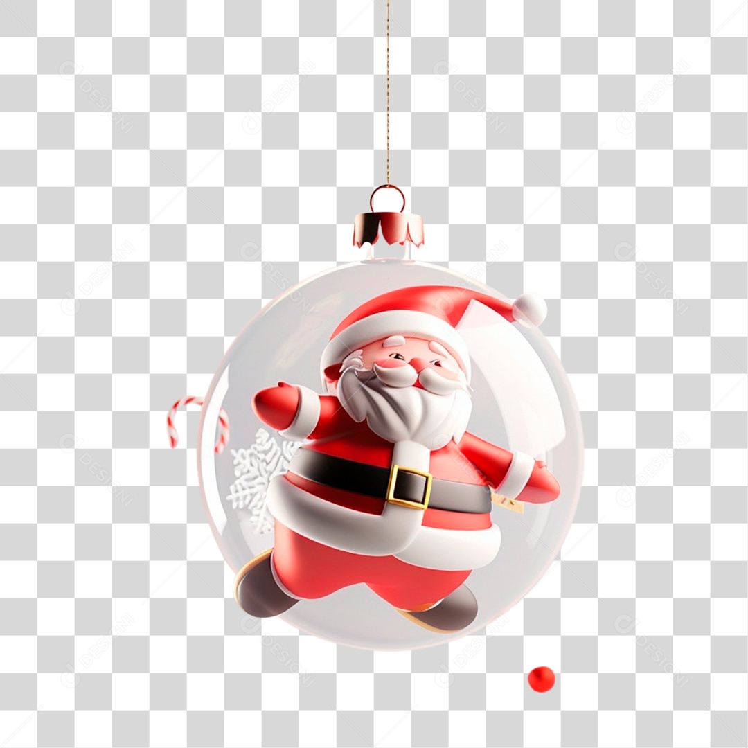Papai Noel Em Bola de Vidro PNG Transparente