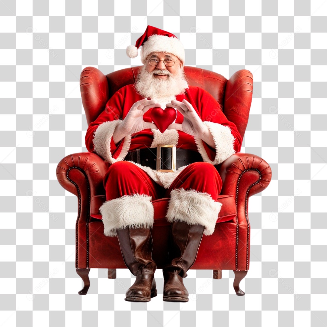 Papai Noel Sentado Na Poltrona PNG Transparente