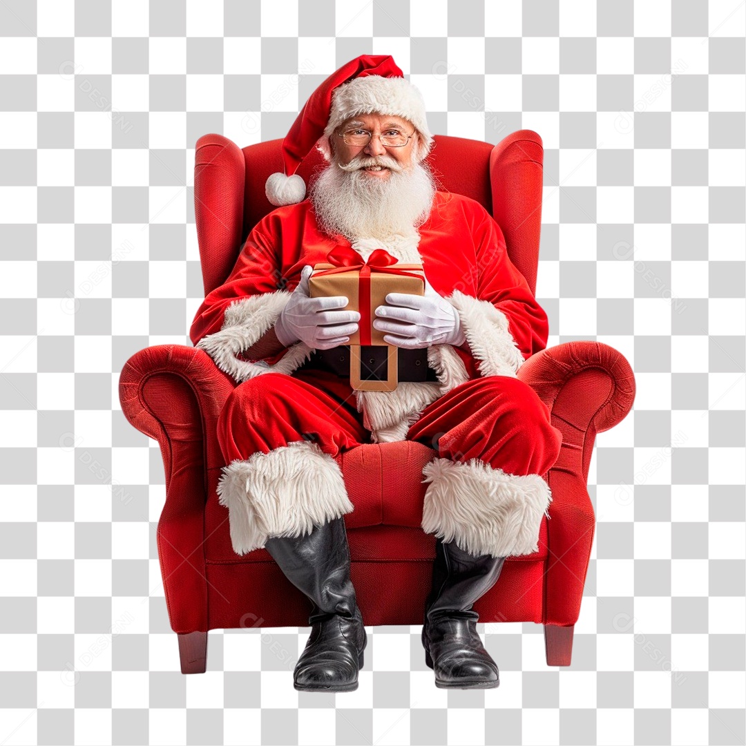 Sitting Santa Claus In the PNG armchair Transparent