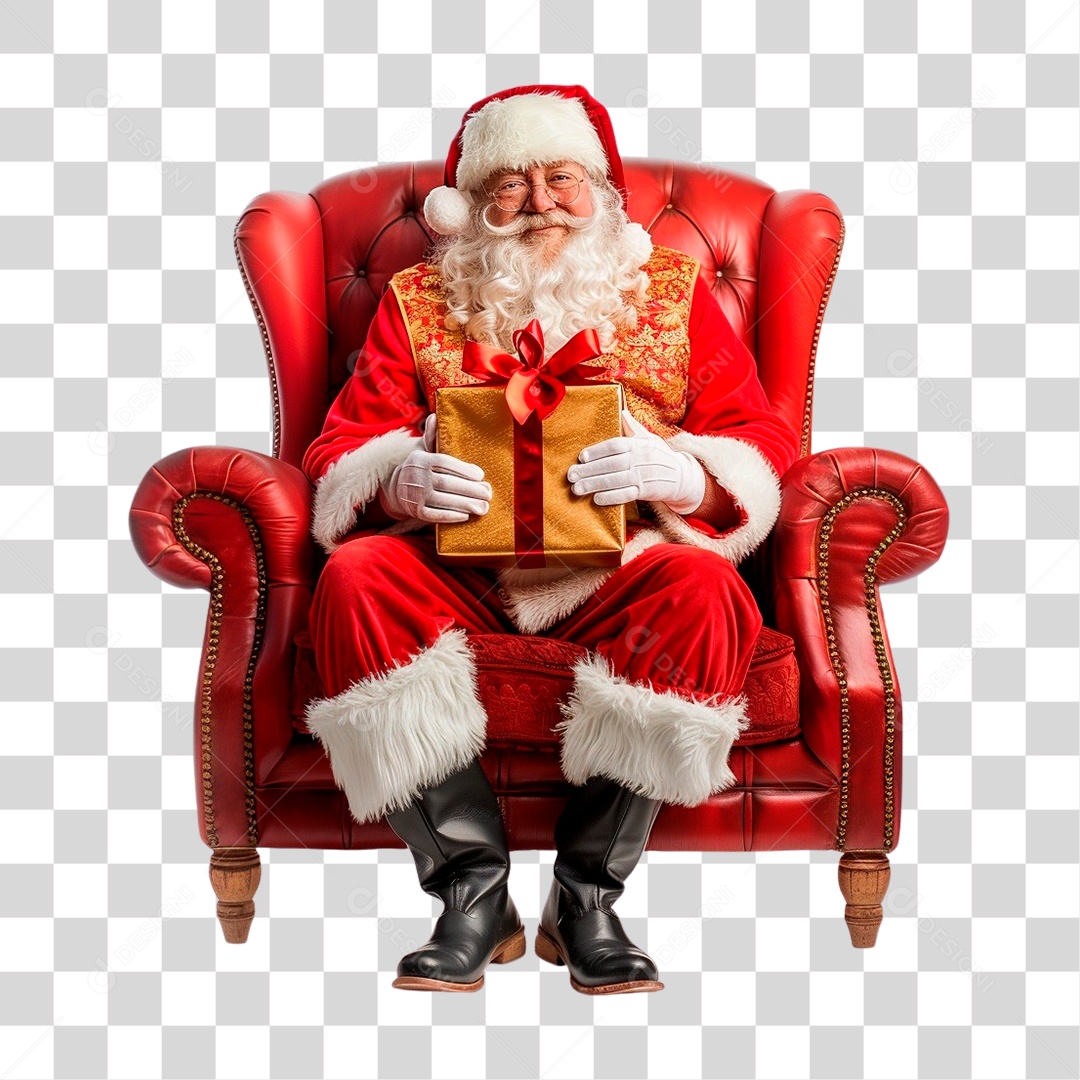 Papai Noel Sentado Na Poltrona PNG Transparente