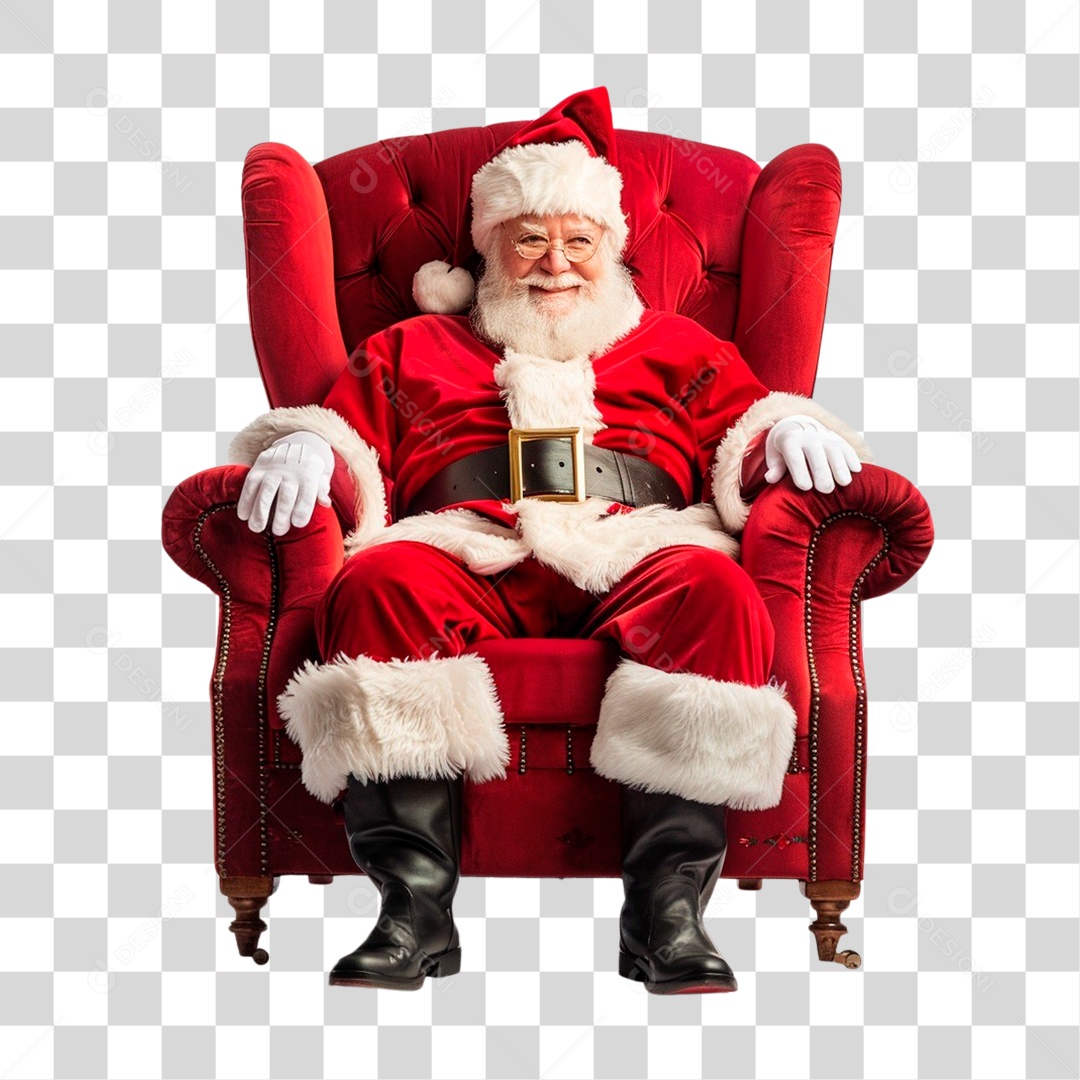Papai Noel Sentado Na Poltrona PNG Transparente