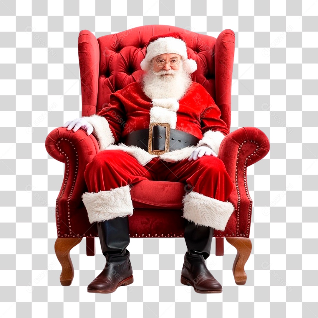 Papai Noel Sentado Na Poltrona PNG Transparente