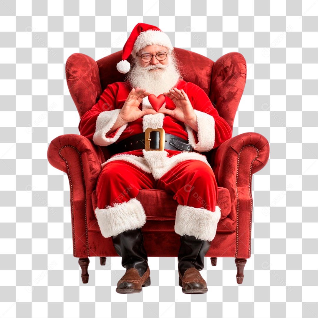 Papai Noel Sentado Na Poltrona PNG Transparente