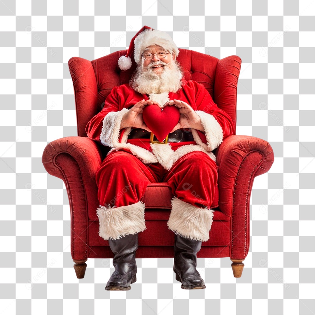 Papai Noel Sentado Na Poltrona PNG Transparente
