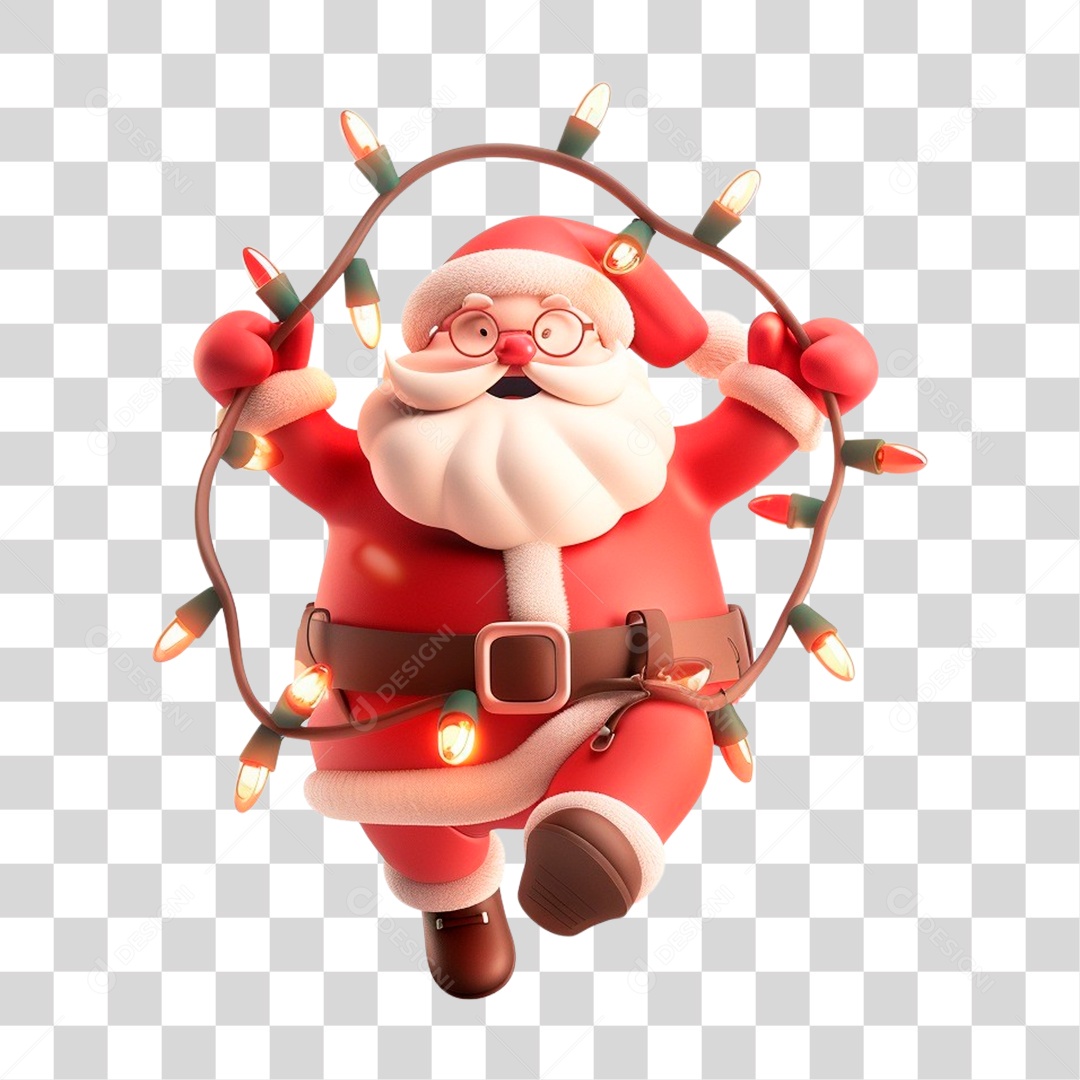 Papai Noel Segurando PIsca Pisca PNG Transparente