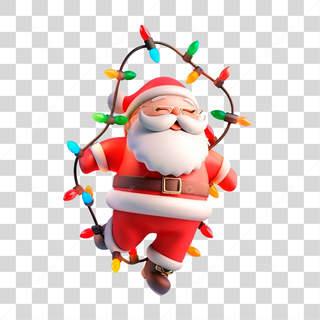Papai Noel Segurando PIsca Pisca PNG Transparente