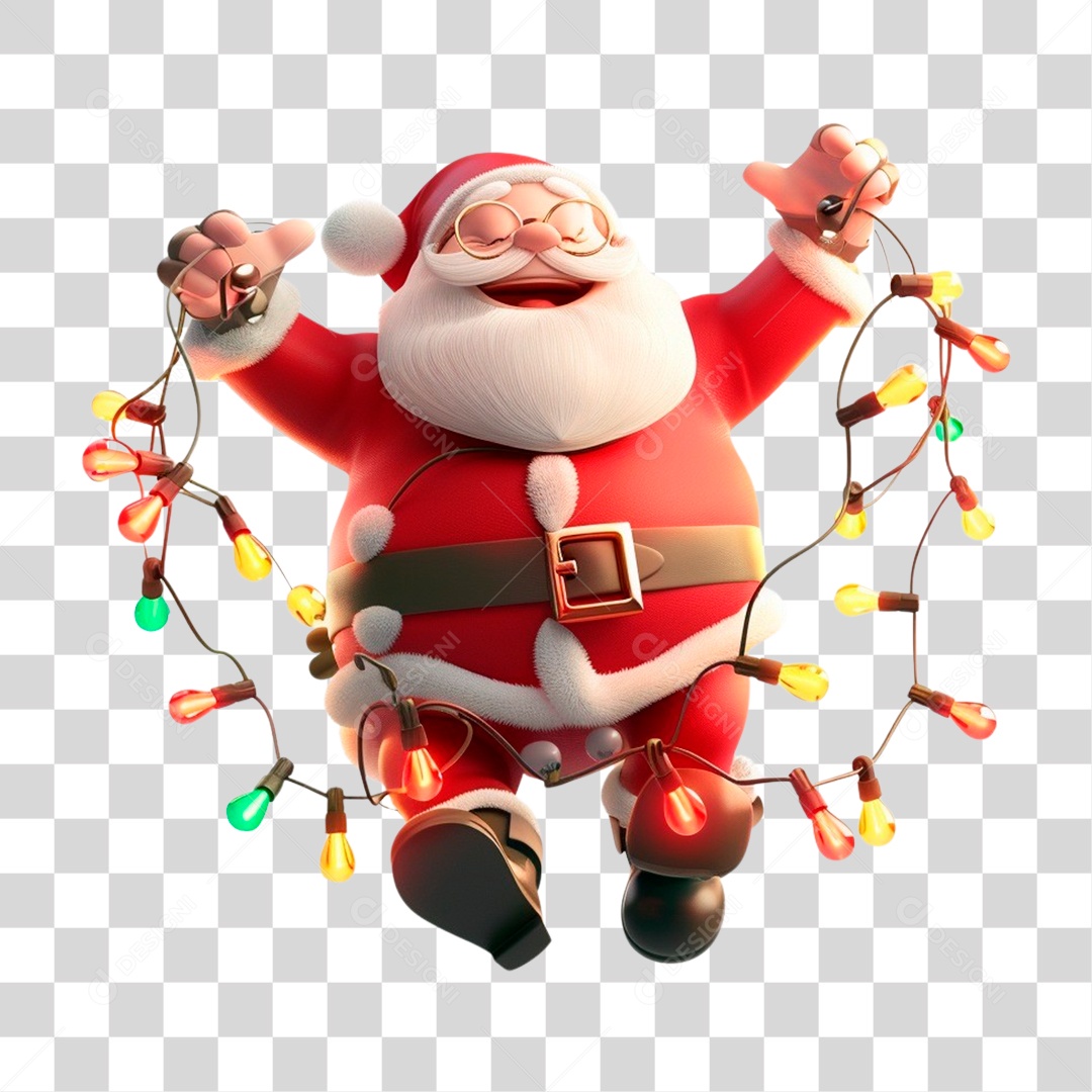 Papai Noel Segurando PIsca Pisca PNG Transparente