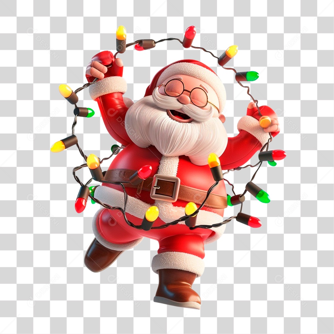 Papai Noel Segurando PIsca Pisca PNG Transparente