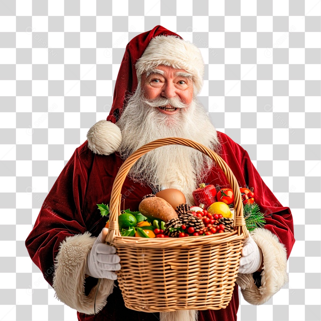 Papai Noel Segurando Presente PNG Transparente