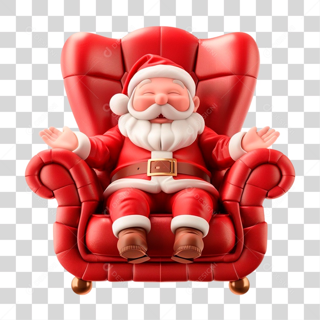 Papai Noel Sentado Na Poltrona PNG Transparente