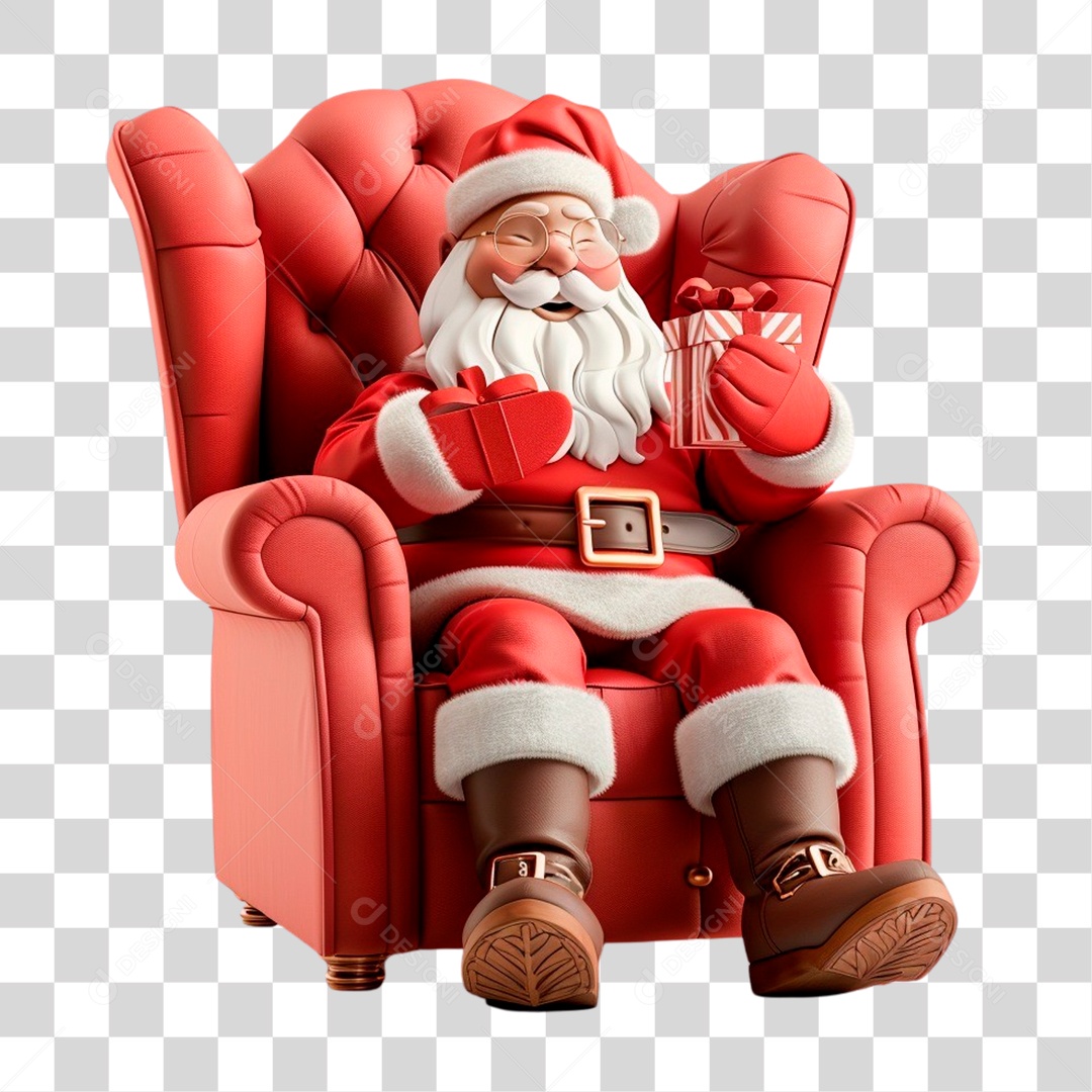 Papai Noel Sentado Na Poltrona PNG Transparente