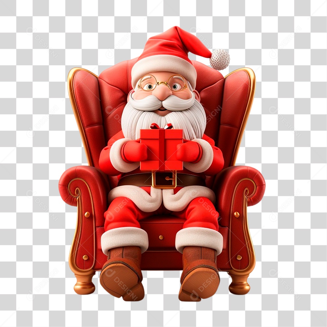 Papai Noel Sentado Na Poltrona PNG Transparente