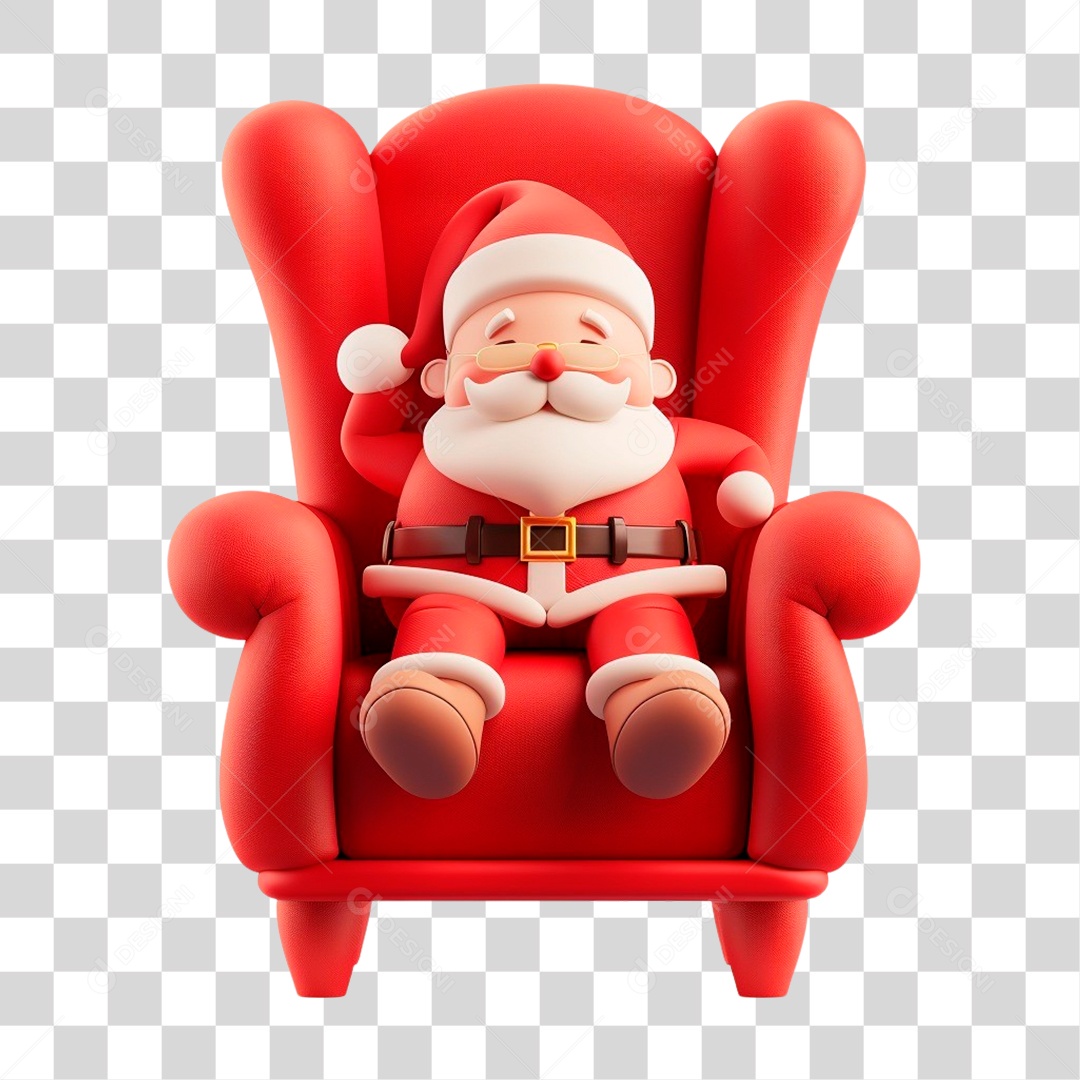 Papai Noel Sentado Na Poltrona PNG Transparente