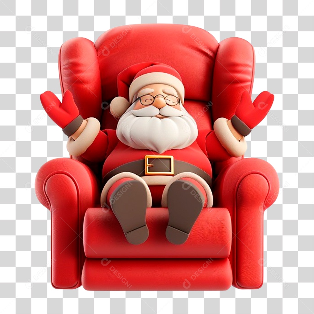 Papai Noel Sentado Na Poltrona PNG Transparente