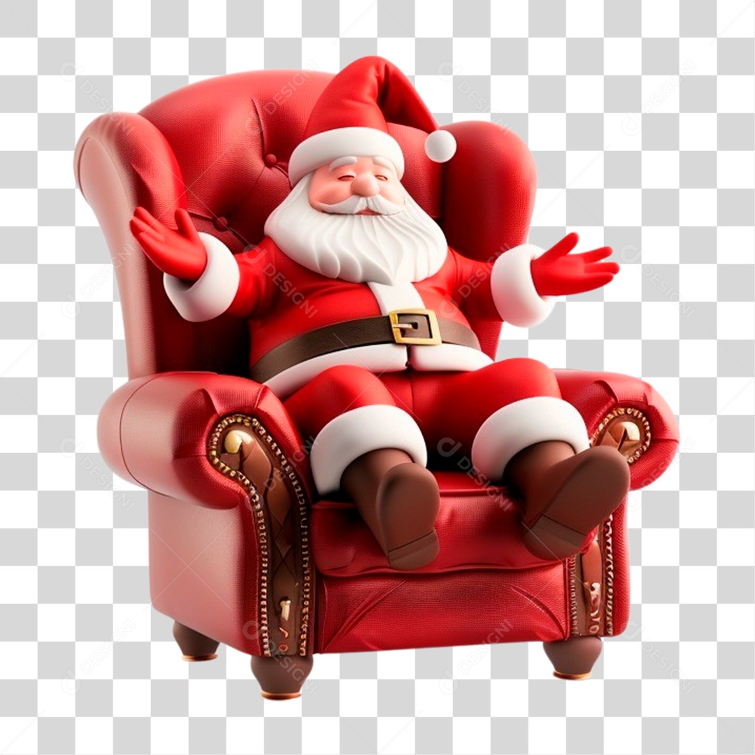 Papai Noel Sentado Na Poltrona PNG Transparente