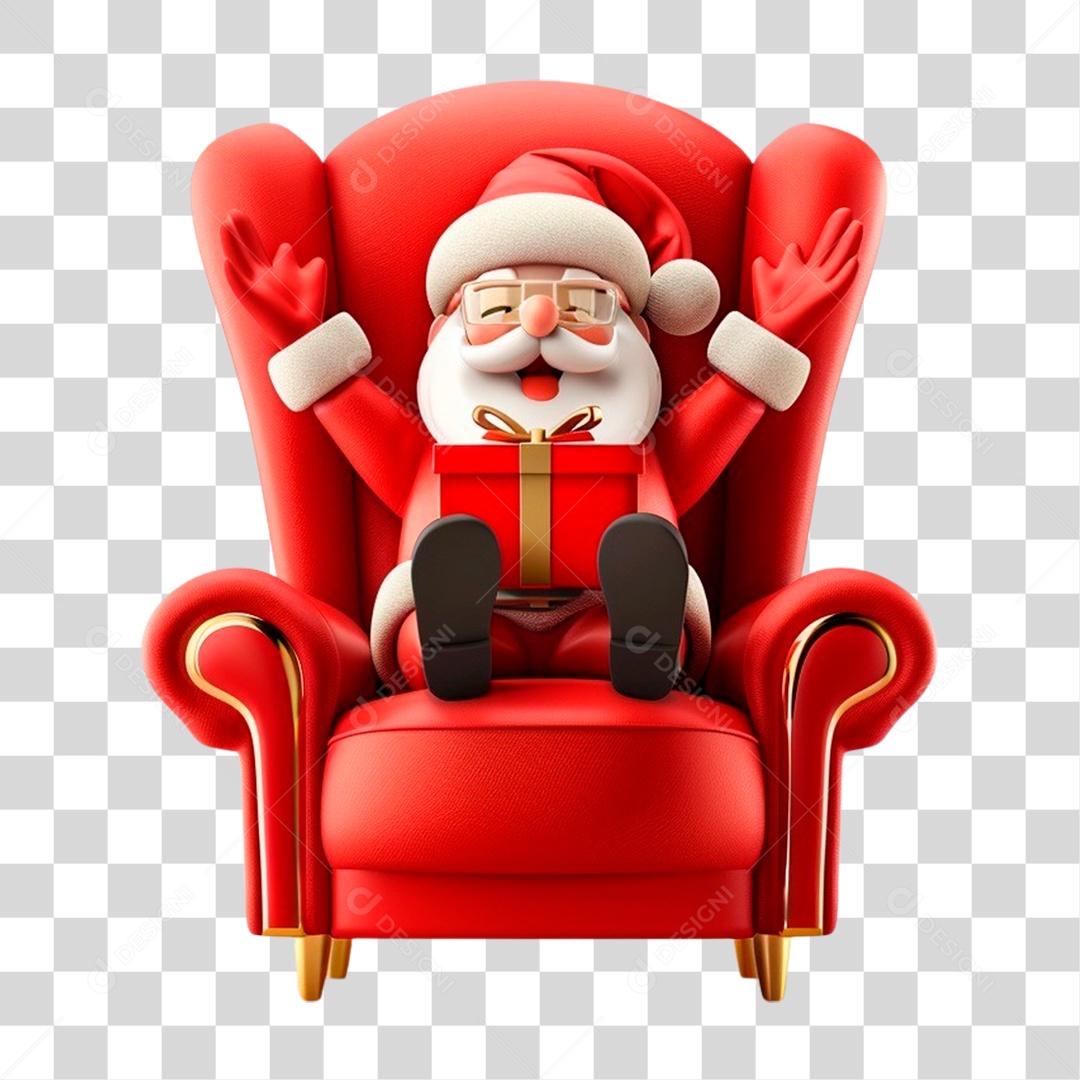 Papai Noel Sentado Na Poltrona PNG Transparente