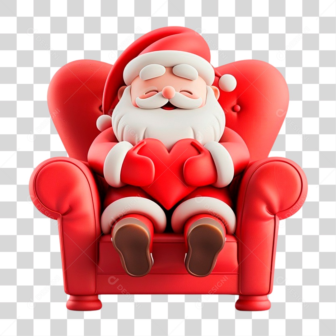 Papai Noel Sentado Na Poltrona PNG Transparente