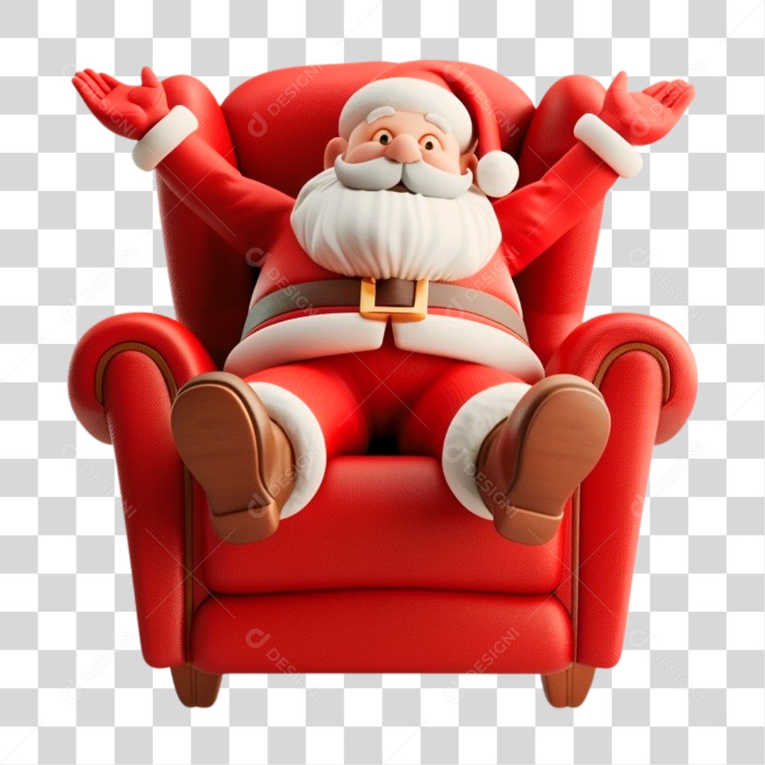 Papai Noel Sentado Na Poltrona PNG Transparente