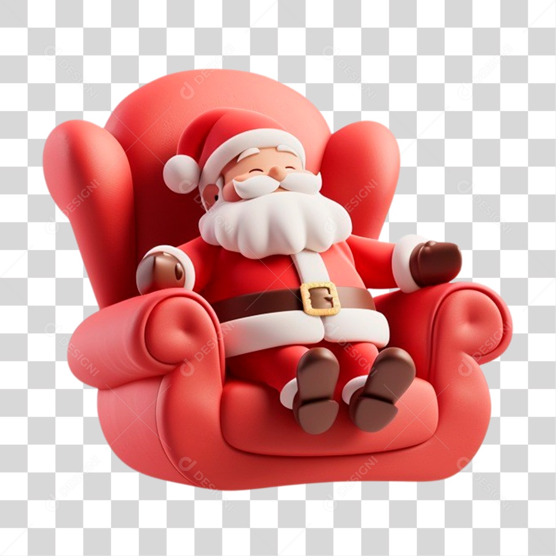 Papai Noel Sentado Na Poltrona PNG Transparente
