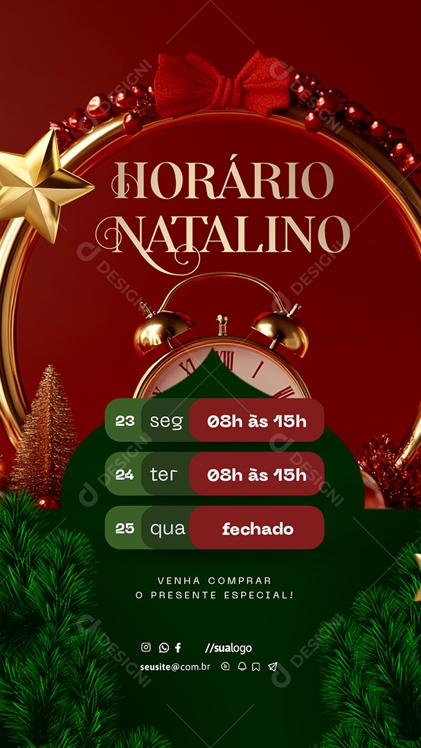 Story Horário Natalino de Funcionamento Social Media PSD Editável