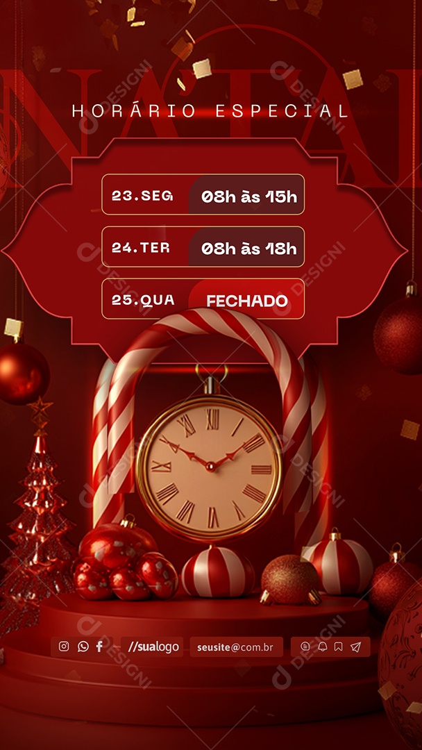 Story Horário Especial de Funcionamento Social Media PSD Editável