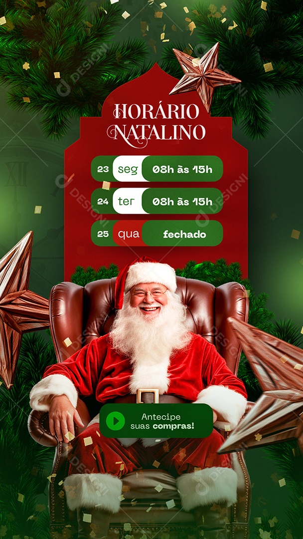 Story Horário Natalino de Funcionamento Social Media PSD Editável