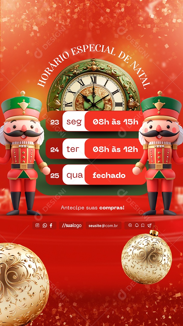 Story Horário de Funcionamento Especial de Natal Social Media PSD Editável