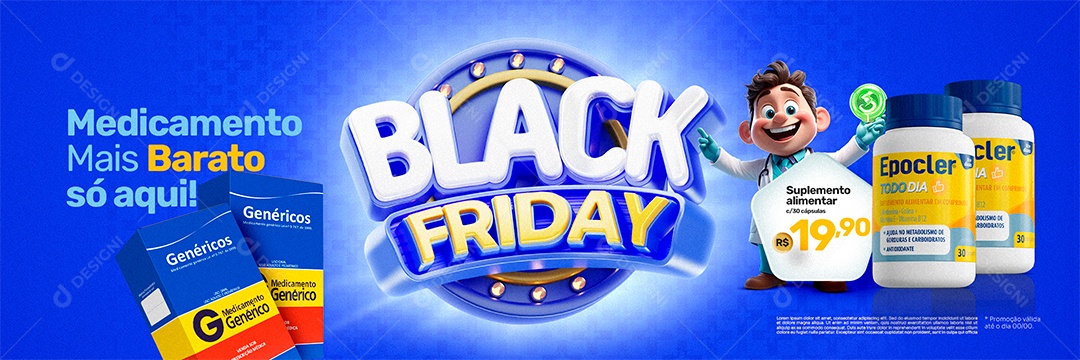 Banner Farmácia Black Friday Social Media PSD Editável