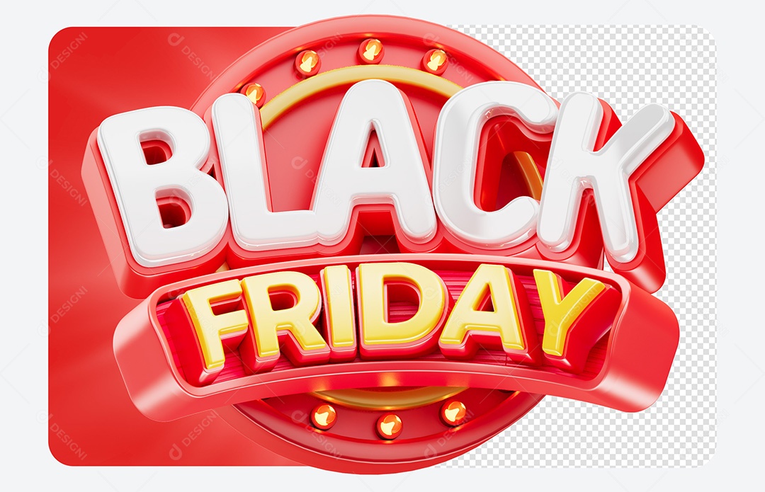 Selo 3D Black Friday Vermelho para Composição PSD