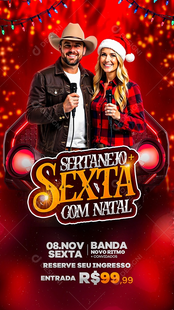 Story Flyer Sertanejo Sexta com Natal Social Media PSD Editável