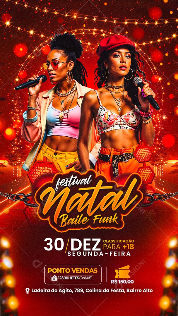 Story Flyer Natalino Festival Natal Baile Funk Social Media PSD Editável