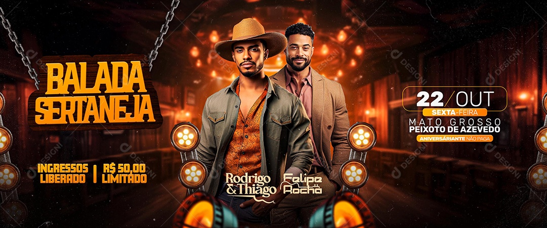 Carrossel Flyer Balada Sertaneja Social Media PSD Editável