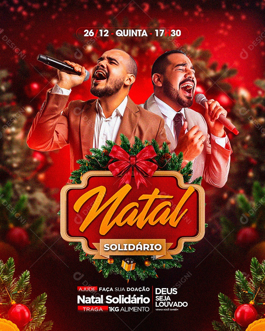 Flyer Gospel Natal Solidário Social Media PSD Editável