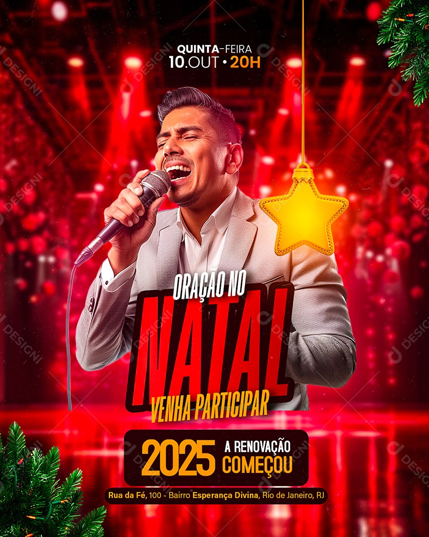 Flyer Gospel Oração no Natal Social Media PSD Editável