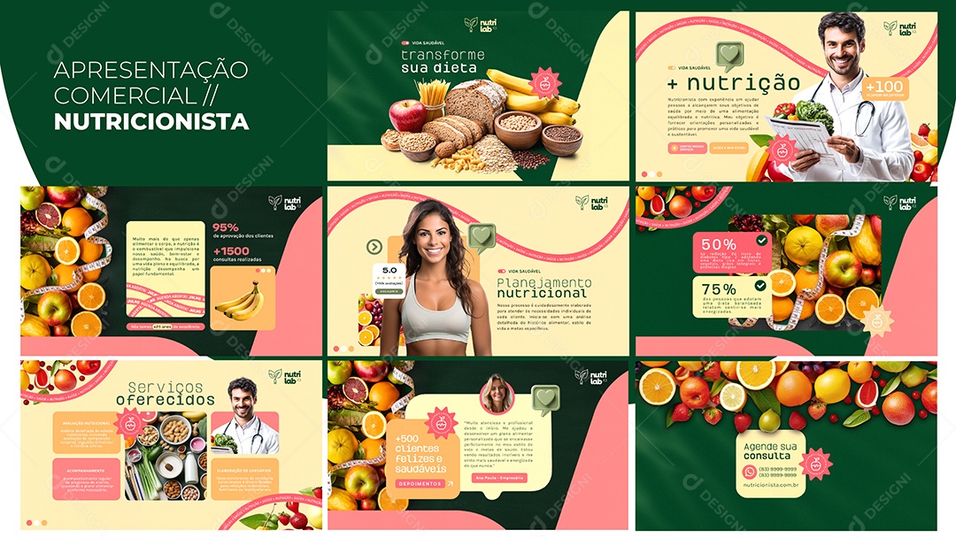 Apresentação Comercial Nutricionista Social Media PSD Editável