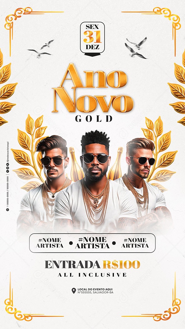 Flyer Réveillon Shows Social Media PSD Editável