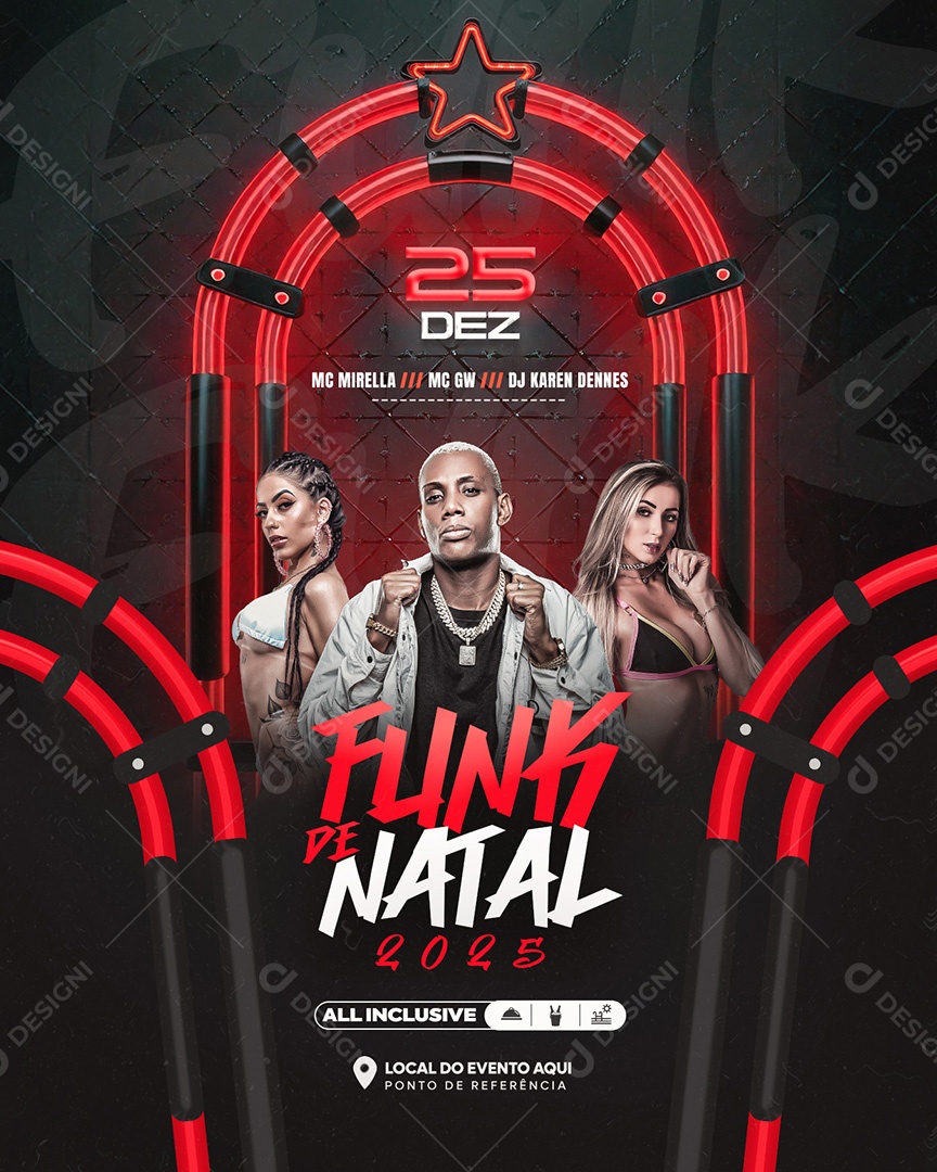 Flyer Funk de Natal Shows Social Media PSD Editável