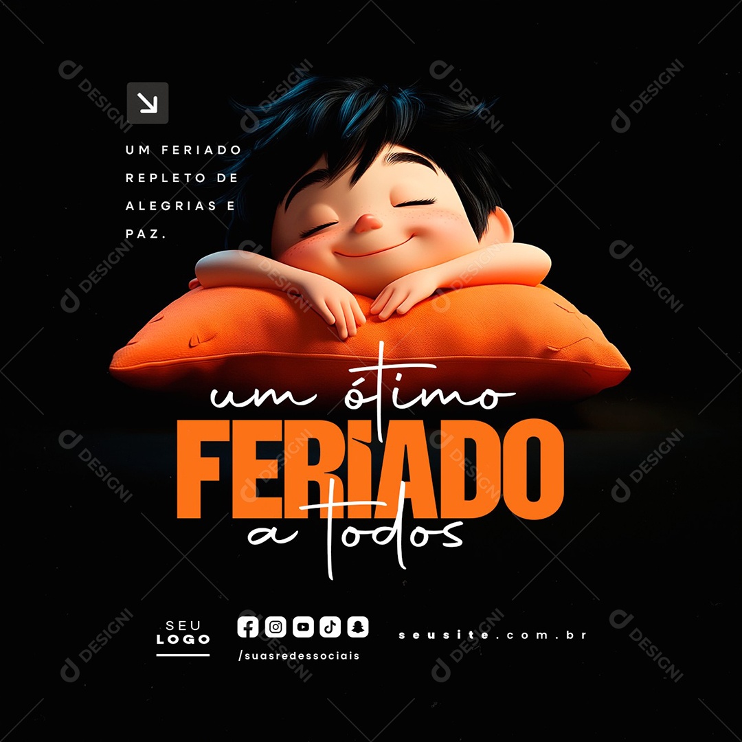 Bom Feriado Um Ótimo Feriado a Todos Social Media PSD Editável